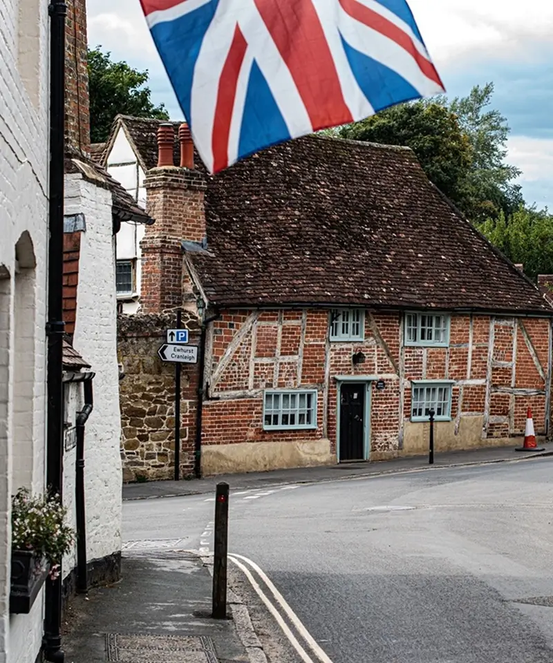 Areas Historic cottages on a surrey village street